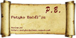 Petyko Balázs névjegykártya